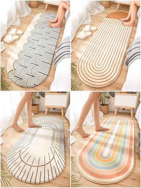 

modern creative carpet bedside washable nordic thick rug living room soft floor mat oval alfombras bedroom decoration ed50dt carpets