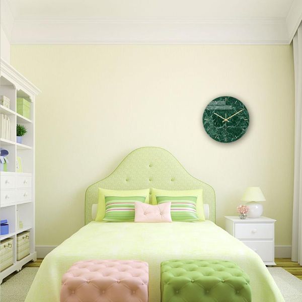 

wall clocks 1pc modern clock uv printing dark green marble grain decor acrylic without battery for office
