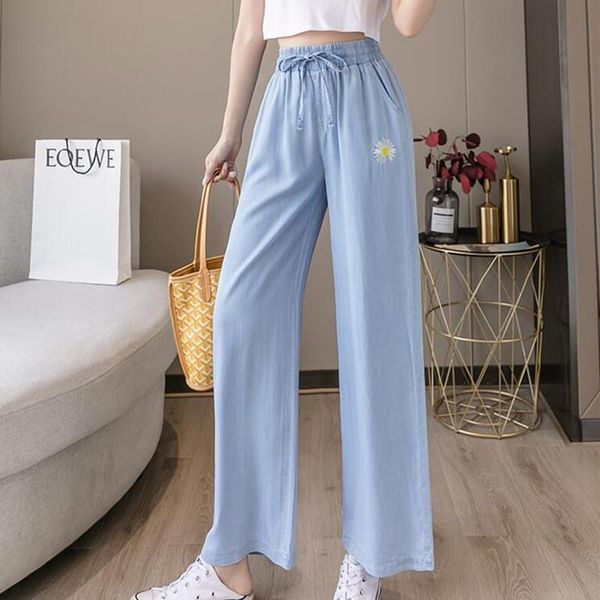 

women's jeans woman clothes high waisted 2021 summer streetwear baggy wide leg vintage fashion stretch blue harajuku straight pants