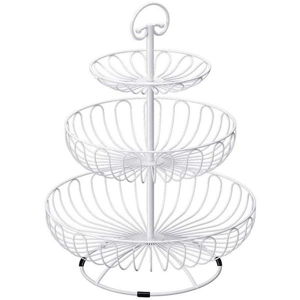 

3-tier wire fruit basket stand modern for kitchen counterholder, tiered storage baskets