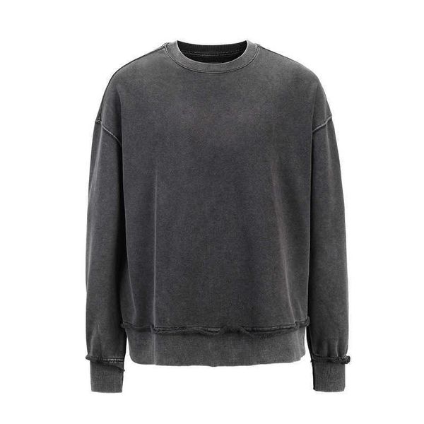 

men's hoodies do old wash old round neck sweater, Black