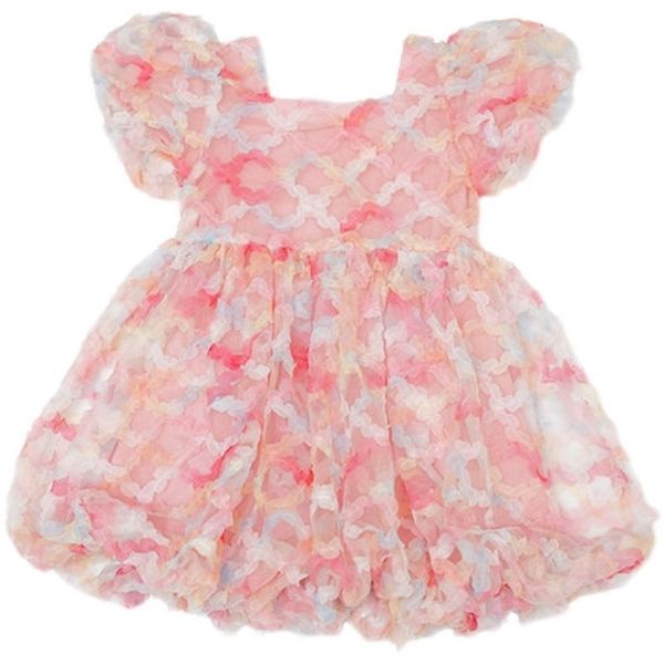 Menina vestido estilo ocidental bolha manga bebê princesa vestido bebê menina vestido crianças vestidos para meninas 210701