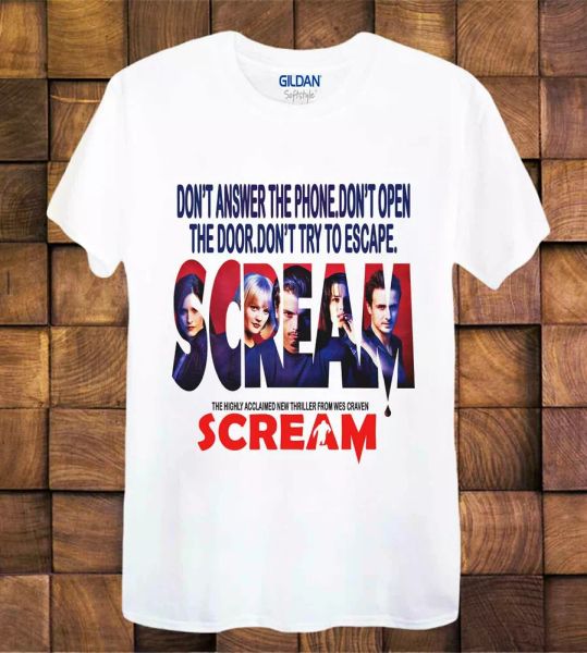 

scream retro 90s cult horror film t shirt ladies /tee 625, White;black
