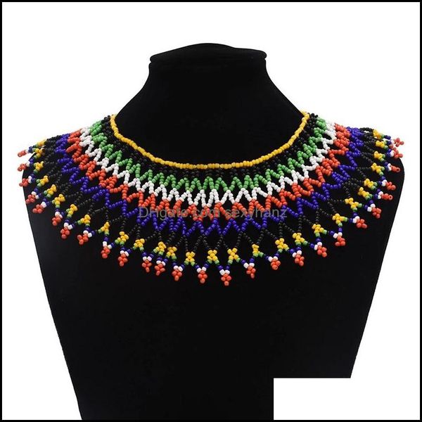 

necklaces & pendants jewelry chokers boho african zu resin beaded necklace tribal choker colorf acrylic ethnic bib collar statement collares, Golden;silver
