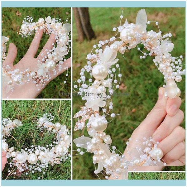 

jewelry jewelryelegant bridal wedding hair aessories pearl flower headband band headdress crystal headpiece headbands decoration clips & bar, Golden;silver