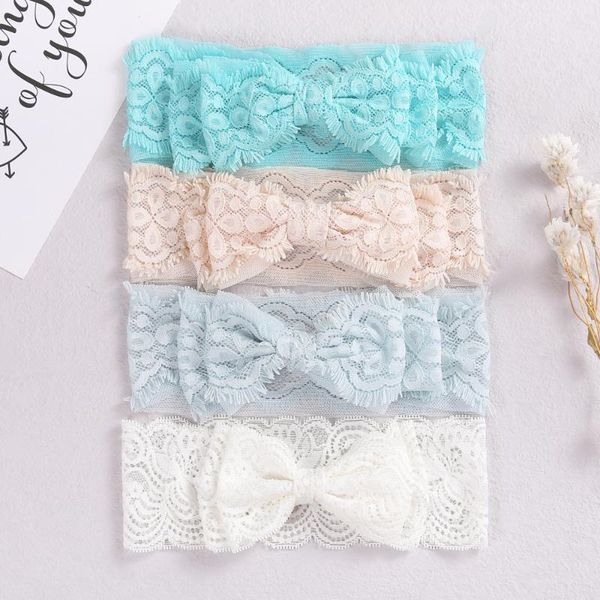 

hair accessories 4 colors lace bow baby headband born child elastic bands turban for kids girls, Slivery;white