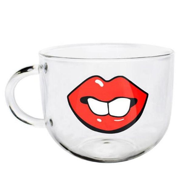 

1pc fashionable glass cup creative cartoon multi-purpose tea mug juice coffee kitchenware transparent mugs