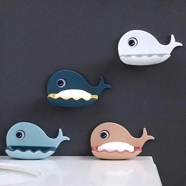 

soap dishes cartoon whale bathroom dish holder soaps box storage shelf plastic wall mounted draining organizer tray