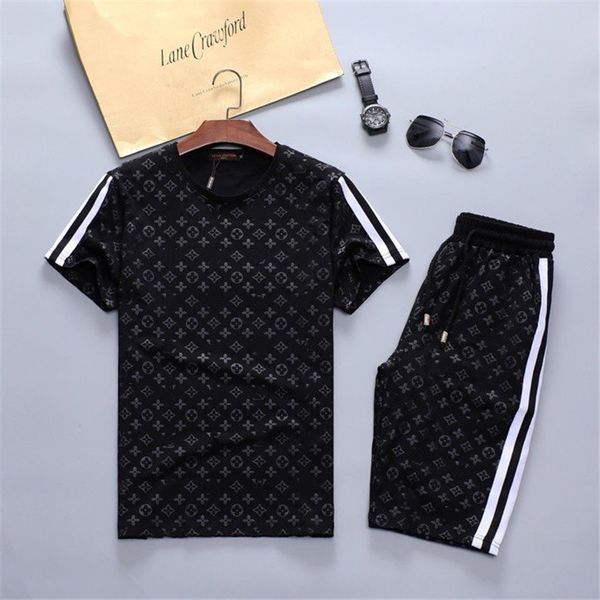 

brand jogging men's tracksuits designer men sportswear white fashion t-shirts pants running shorts suit summer -xxxl, Gray