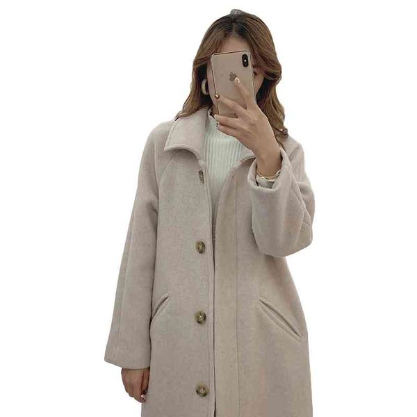 

women's jackets autumn winter overcoat women woolen coat korean solid leisure single-breasted turn-down collar female long wool ja, Black;brown