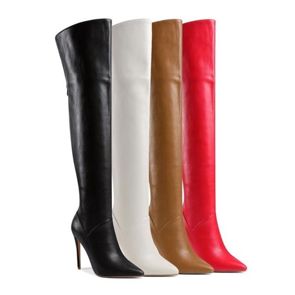 

boots pointed slim high heeled knee long large size 40-43 women's, Black