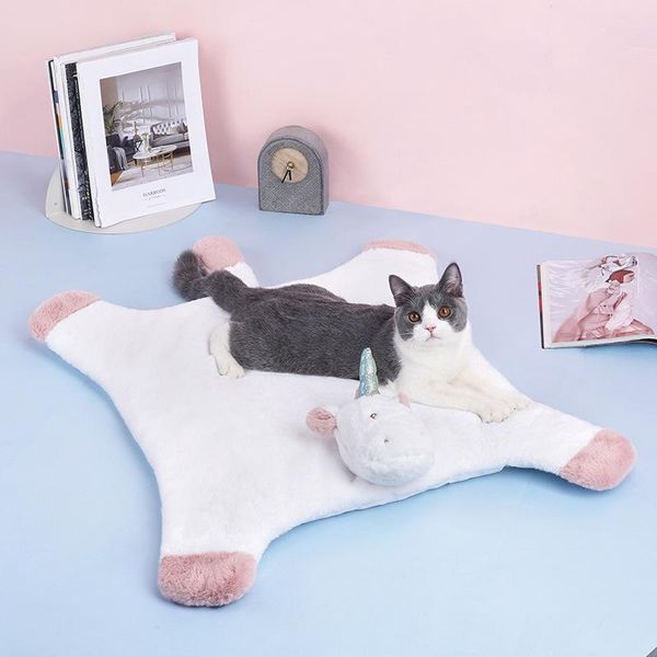

cute cat mat soft warm plush small dogs sleeping bed puppy kitten anti-slip cushion removable cats nest comfortable dog kennel beds & furnit