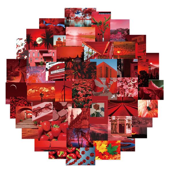 

50pcs cool red landscape waterproof stickers for diy lapbicycle notebook