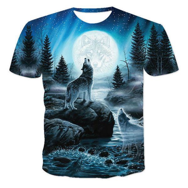 

2021 style t-shirt animal coyote digital print boys girls casual short sve sports 3d t-shirthfyu, White;black