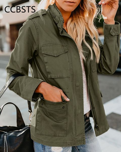 Дизайн женская весенняя куртка на молнии верхняя одежда женская одежда уличная одежда осеннее пальто стенд воротник ветровщик зеленый военный jac