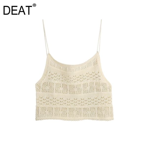 

[deat] spring summer fashion sling solid color backless knitting chic elegant women tank 13d151 210527, White