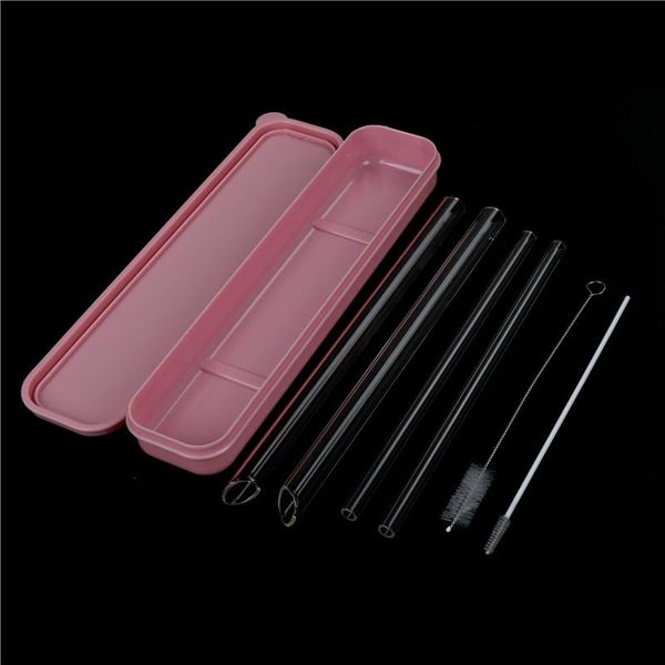 

drinking straws 4 pcs reusable clear heat and temperature resistant glass water with brush box