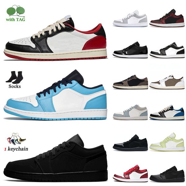 

1s low basketball shoes women men jumpman 1 athletic trainers sports cactus jacks black toe unc triple black white hyper royal wolf grey out, White;red