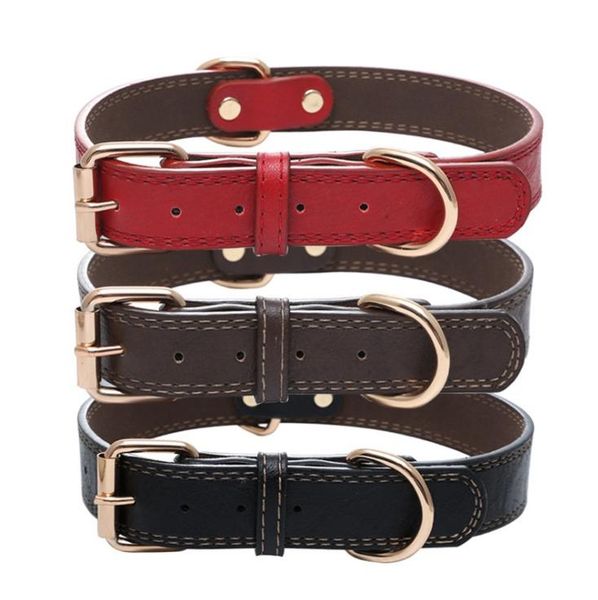 

pet collar simple basic dog neck belt wholesale 10pcs/lot pu leather with d ring quality small/large dogs collars & leashes
