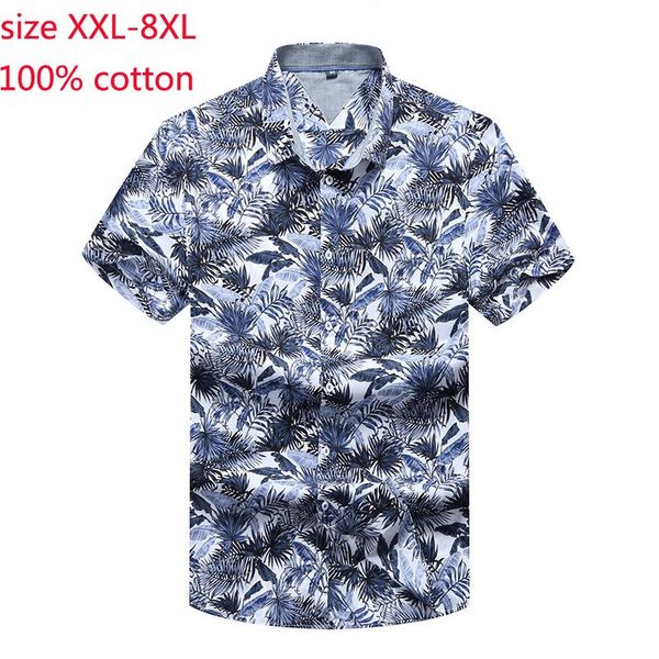 

arrival super large printed short sleeve men summer fashionable casual shirts single breasted plus size xxl-6xl7xl 8xl men's, White;black