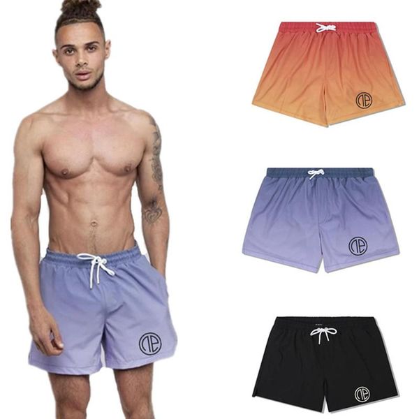 

men's shorts men gradient ramp beach swimwears summer swimming trunks waterproof underwear casual elastic sportswears, White;black