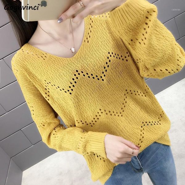 

women's sweaters sweater women hollow out v-neck trendy chic ulzzang knitting pullovers all-match breathable ladies loose elegant t, White;black