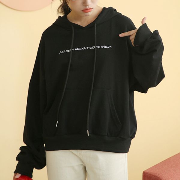 

paris girl sweatershirt autumn winter cotton hooded pullover letter embroidery female student jacket hoodies women 210524, Black
