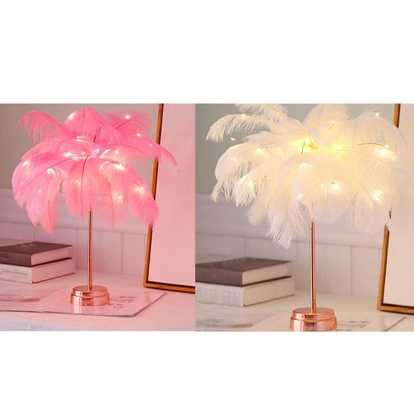 

table lamps creative feather lamp tree night lights led for home bedside girl room wedding decoration