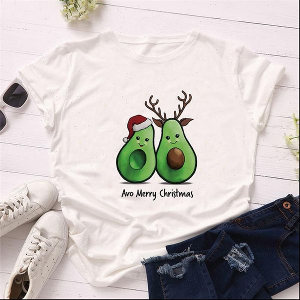 

funny avo merry christmas print women t shirt xmas graphic tee, White