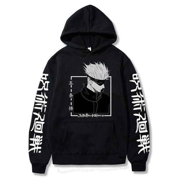 

men's hoodies & sweatshirts jujutsu kaisen japanese anime printed men's/woman's hoodie streetwear long-sleeved, Black
