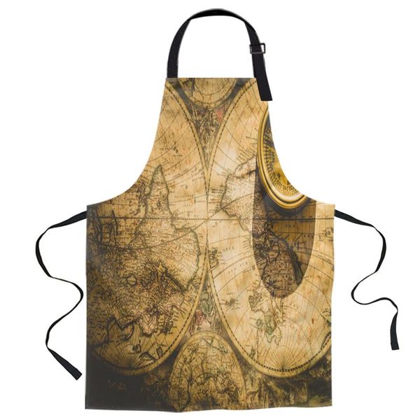 

aprons vintage style compass printed kitchen cooking baking canvas sleeveless for women man kids home delantal cocina