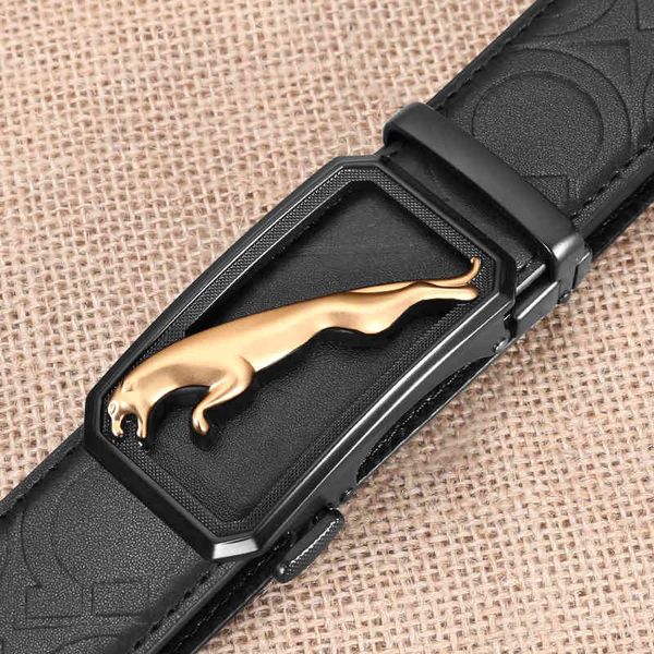 

guangzhou men's leather belt leopard automatic buckle business, Black;brown