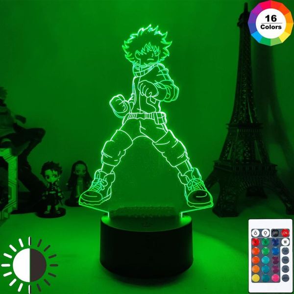 

night lights 3d light izuku midoriya figure children's bedroom lamp led touch sensor home lighting anime my hero academy gift
