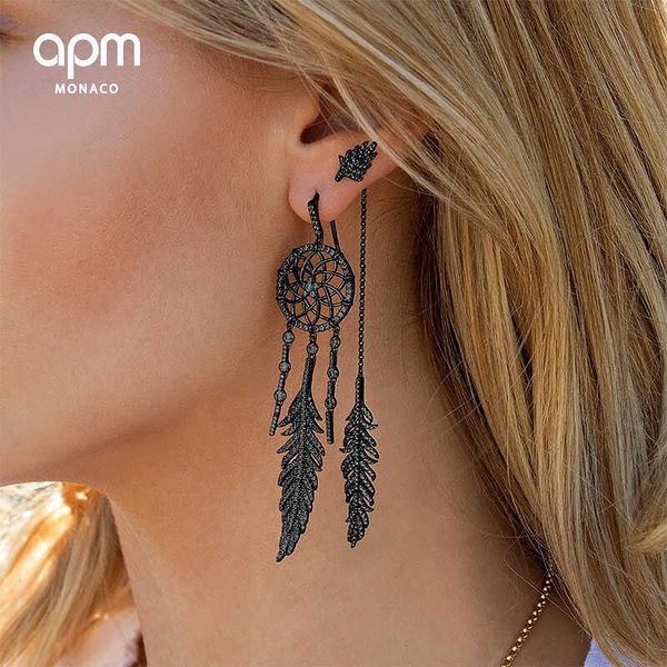 

dreamnet asymmetric long earrings 925 sterling sier micro inlaid zircon exquisite fashion personality elegant high-end women, Golden