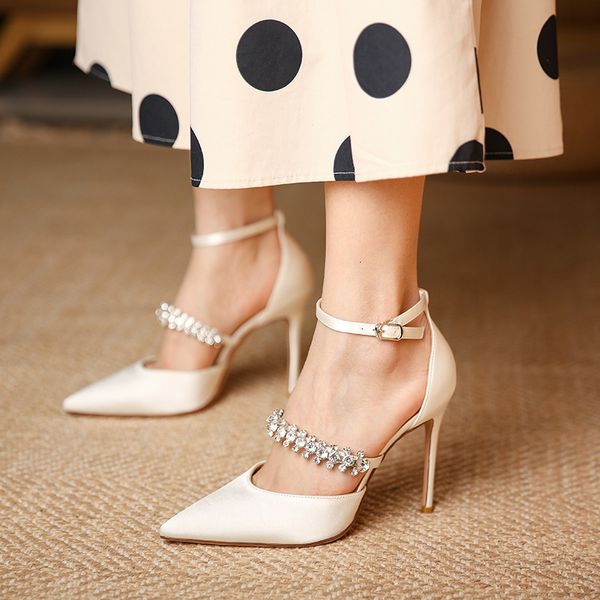 

sandals banquete de salto alto feminino nova primavera e outono ponta fina arco baotou sapatos ot3n, Black