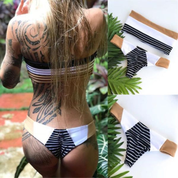

women's swimwear hirigin strapless bikini women push-up padded bra bandage set swimsuit bathing suits back hollow, White;black
