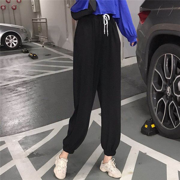 

spring summer fashion female solid high waist loose casual pants women harem comfy trousers sweatpants 210423, Black;white