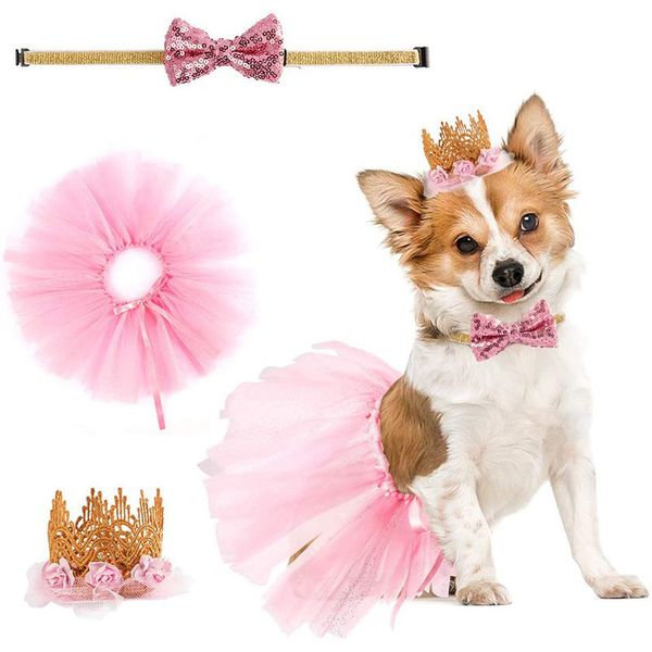 

hats pet party crown dog pet supplies collar princess skirt suit