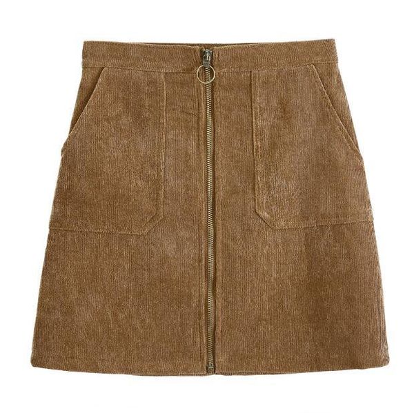 

skirts autumn and winter high waist corduroy skirt was thin a word, Black