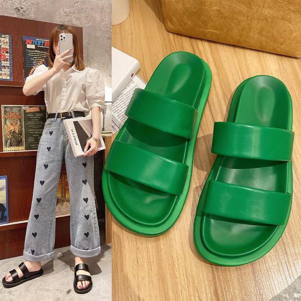 

slippers shoes womens outdoor shale female beach slides pantofle fashion low platform sabot summer soft 2021 luxury hoof heels r, Black