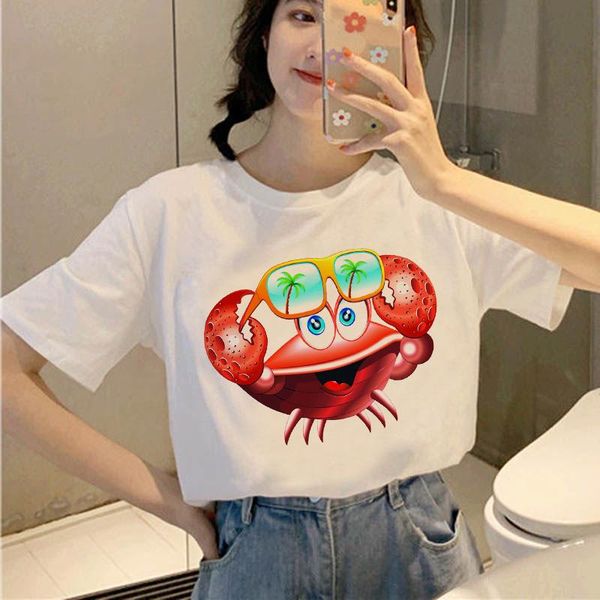 

women's t-shirt vogue casual short sleeve tee cute crab lady women funny cartoon harajuku tshirt female, White