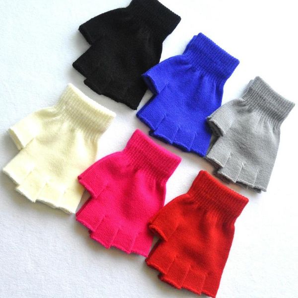 

fingerless gloves women men soft half finger winter warmer knitted cotton mittens black gray beige 2021, Blue;gray