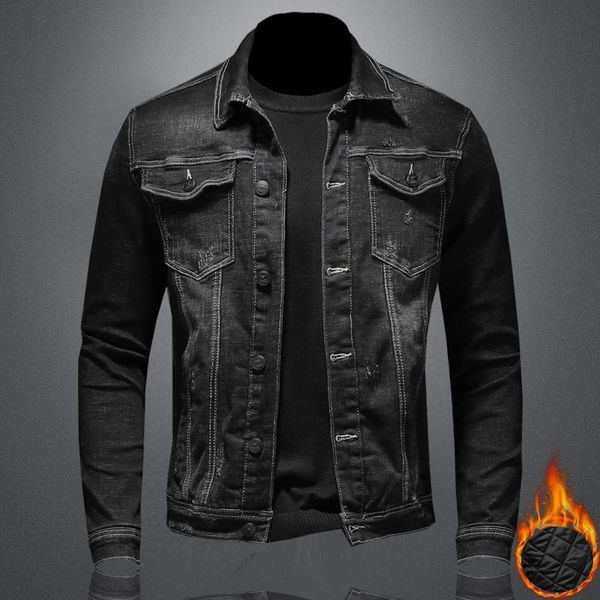 

autumn winter men padded denim jacket plus size clothing men's jackets, Black;brown