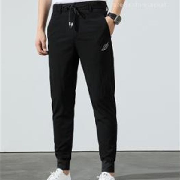 

men's pants pants leaf embroidery casual male clothing mens designer sport pants teenager slim solid colors pocket pencil, Black