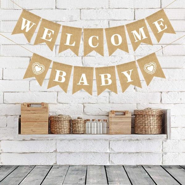 

party decoration alphabet banners burlap swallowtail flag outdoor wedding welcome baby po props