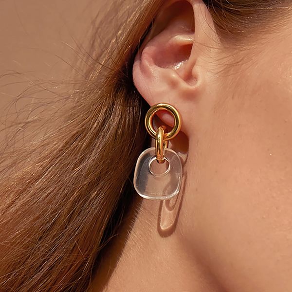 Bunte Halbkreis-Acryl-Ohrringe, natürliches Marmormuster, einfaches geometrisches Harz, hängende große Ohrringe für Frauen und Mädchen, baumelnder Schmuck