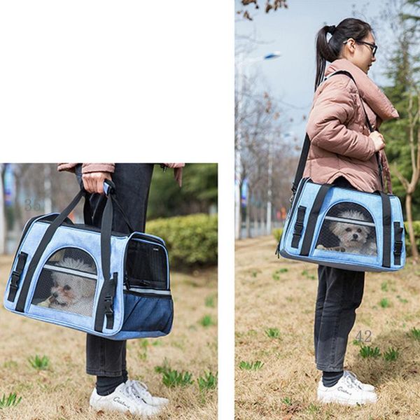 

outdoors comfortable and breathable pet carrying bag portable hands oxford cloth+pvc net material dog cat car seat covers