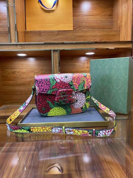 

designer women's printed flower one shoulder messenger bag gift box packaging