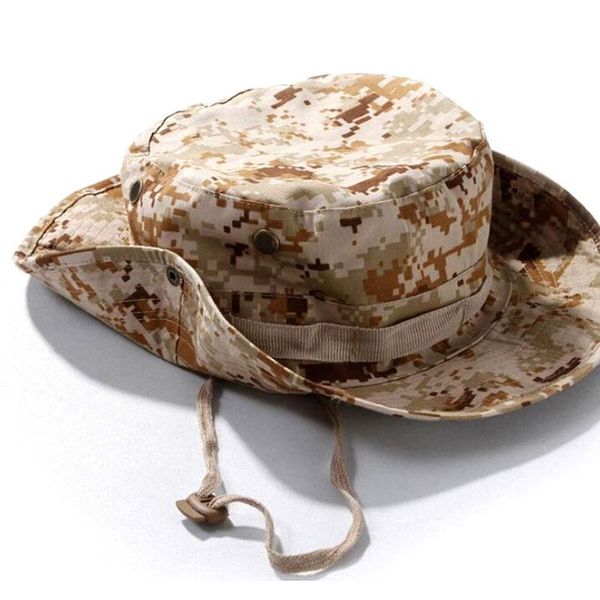 Tactical Militar Militar Boonie Cap Hat Hat Army Outdoor Sports Homens de algodão Camo Paintball Sniper Bucket Caps Hating Hatking Hats