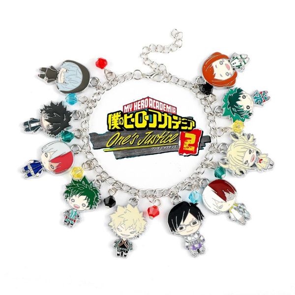 

link, chain my hero academia cartoon midoriya izuku all bakugou katsuki might charm bracelet metal pendant links bracelets accessories, Black